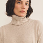 beige cashmere poncho women - focus view | Angela | Linnea Lund