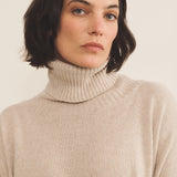 beige cashmere poncho women - focus view | Angela | Linnea Lund