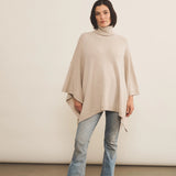 beige cashmere poncho women - front view | Angela | Linnea Lund