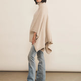 beige cashmere poncho women - side view | Angela | Linnea Lund