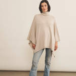 beige cashmere poncho women - front view | Angela | Linnea Lund