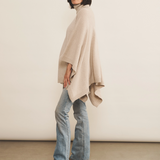beige cashmere poncho women - side view | Angela | Linnea Lund