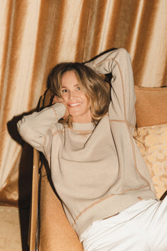 Beige reversible cashmere sweater | Elle Macpherson x Linnea Lund