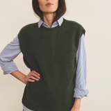 Dark green Cashmere sleeveless sweater women - front | Berit | Linnea Lund