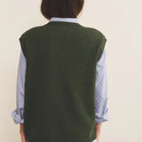 Dark green Cashmere sleeveless sweater women - back view | Berit | Linnea Lund