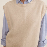 White cashmere sleeveless cardigan women - focus fabric | Berit | Linnea Lund