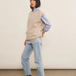 White cashmere sleeveless cardigan women - side view | Berit | Linnea Lund