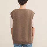 Taupe Cashmere sleeveless sweater women - back view | Berit | Linnea Lund