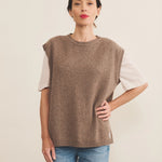 Taupe Cashmere sleeveless sweater women - front | Berit | Linnea Lund