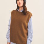 Cashmere sleeveless cardigan women moka - front view | Berit | Linnea Lund