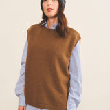 Cashmere sleeveless cardigan women moka - front view | Berit | Linnea Lund