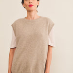 Cashmere sleeveless cardigan women beige - front view | Berit | Linnea Lund