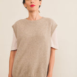 Cashmere sleeveless cardigan women beige - front view | Berit | Linnea Lund