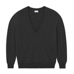 Deep V neck cashmere sweater dark grey women | Cadaquès | Linnea Lund