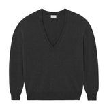 Deep V neck cashmere sweater dark grey women | Cadaquès | Linnea Lund