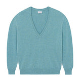 Deep V neck cashmere sweater aqua blue women | Cadaquès | Linnea Lund