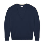 Deep V neck cashmere sweater blue women | Cadaquès | Linnea Lund
