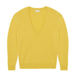 Deep V neck cashmere sweater bright yellow women | Cadaquès | Linnea Lund