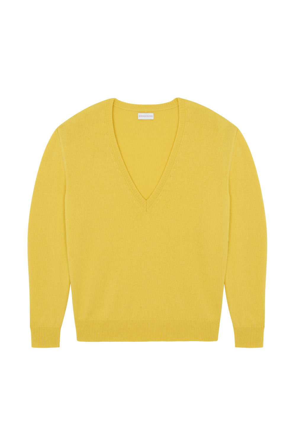 Deep V neck cashmere sweater bright yellow women | Cadaquès | Linnea Lund