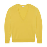 Deep V neck cashmere sweater bright yellow women | Cadaquès | Linnea Lund