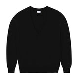 Deep V neck cashmere sweater black women | Cadaquès | Linnea Lund