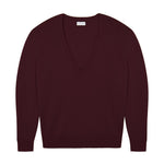 Deep V neck cashmere sweater burgundy women | Cadaquès | Linnea Lund