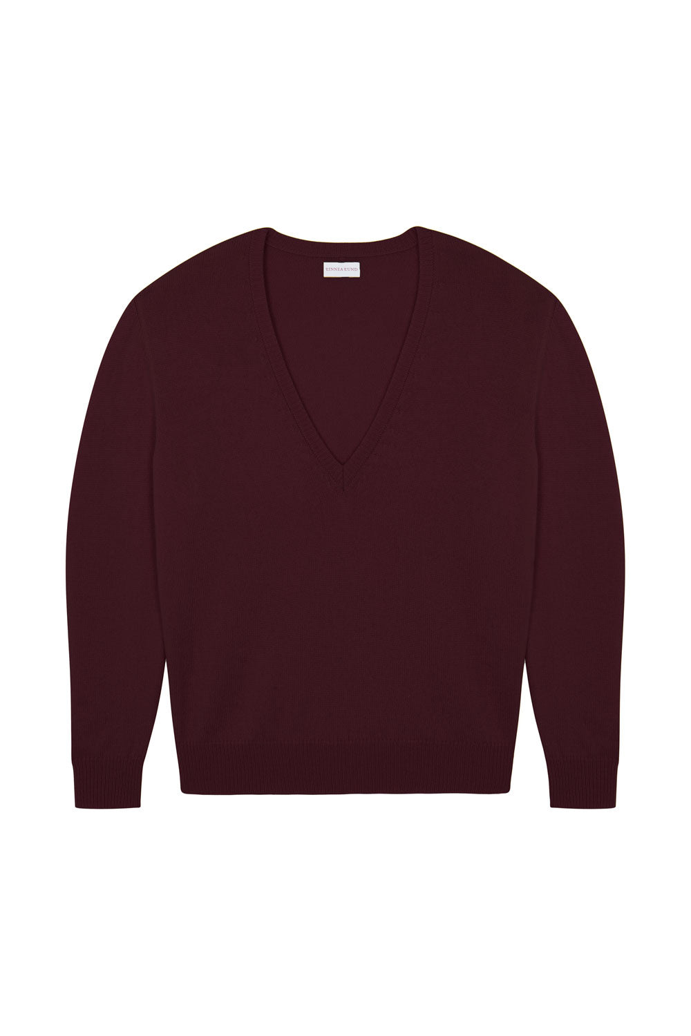 Deep V neck cashmere sweater burgundy women | Cadaquès | Linnea Lund