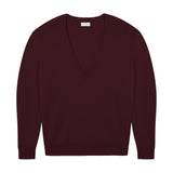 Deep V neck cashmere sweater burgundy women | Cadaquès | Linnea Lund