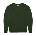 Deep V neck cashmere sweater green women | Cadaquès | Linnea Lund