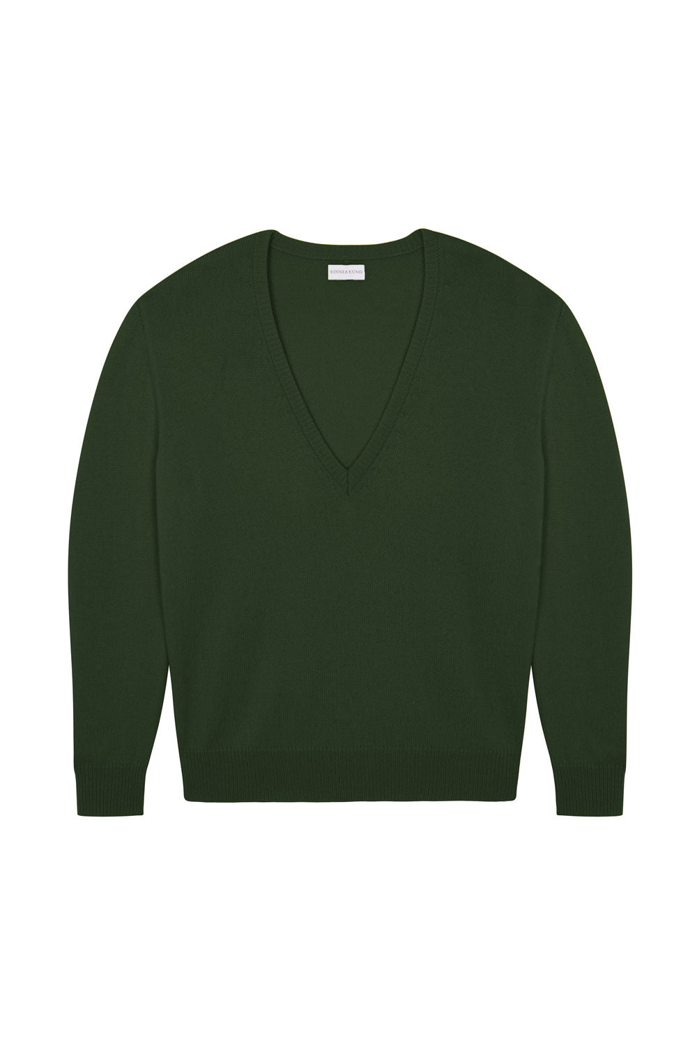 Deep V neck cashmere sweater green women | Cadaquès | Linnea Lund