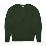 Deep V neck cashmere sweater green women | Cadaquès | Linnea Lund
