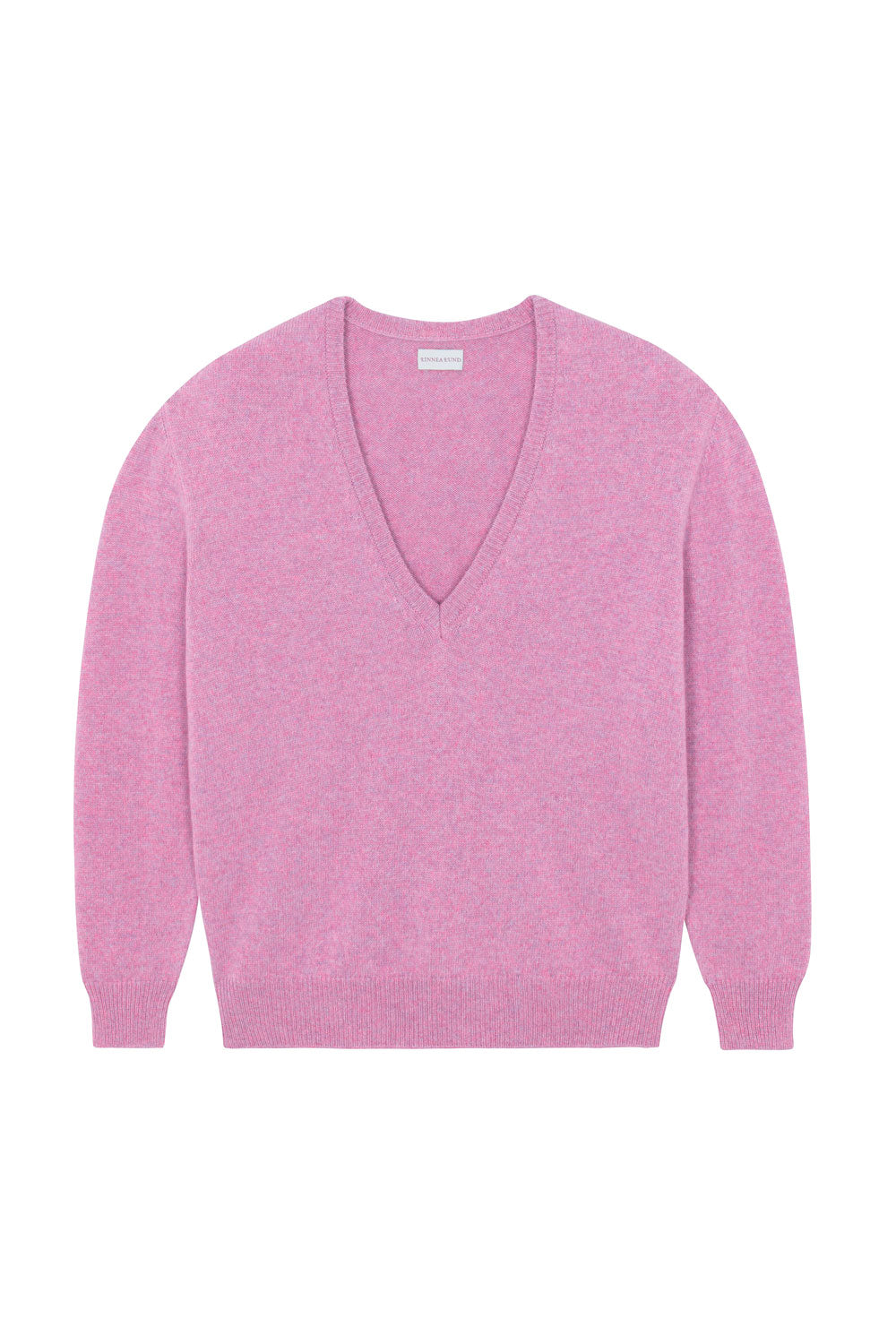 Deep V neck cashmere sweater pink women | Cadaquès | Linnea Lund