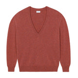 Deep V neck cashmere sweater red ocher women | Cadaquès | Linnea Lund