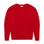 Deep V neck cashmere sweater red women | Cadaquès | Linnea Lund