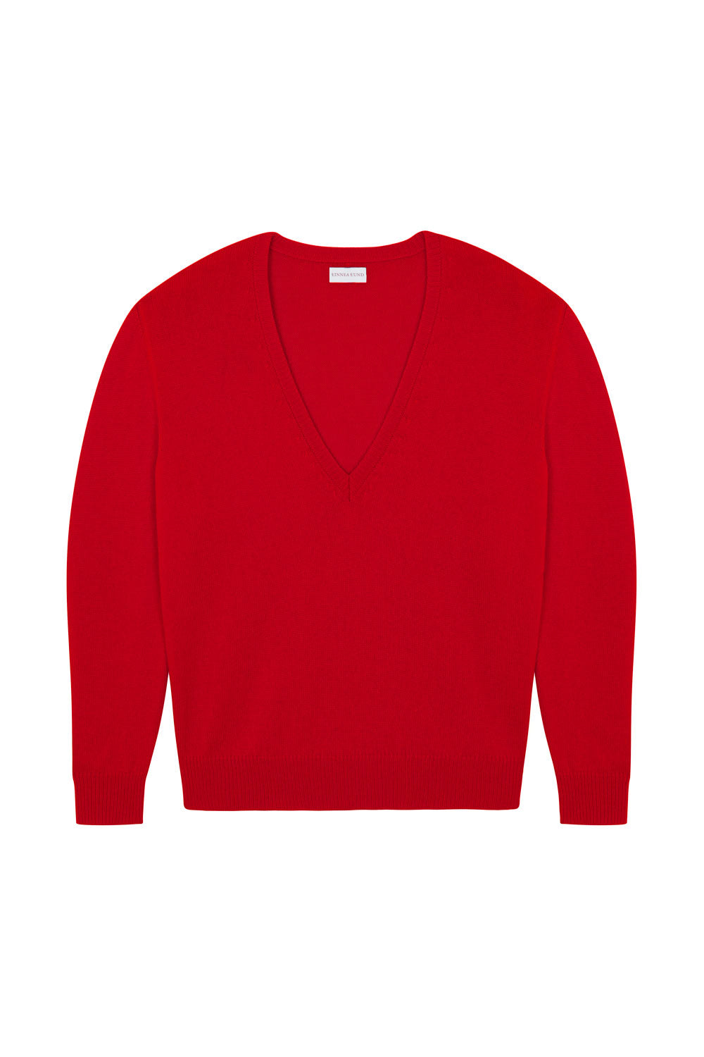 Deep V neck cashmere sweater red women | Cadaquès | Linnea Lund
