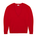 Deep V neck cashmere sweater red women | Cadaquès | Linnea Lund