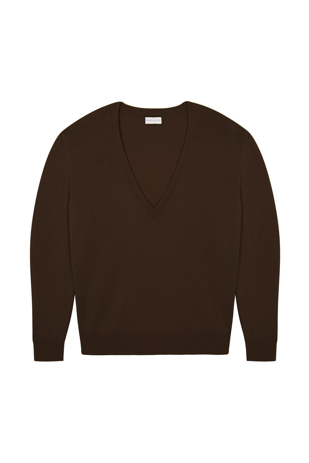 Deep V neck cashmere sweater dark brown women | Cadaquès | Linnea Lund