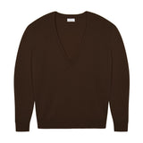 Deep V neck cashmere sweater dark brown women | Cadaquès | Linnea Lund