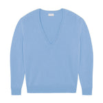 Deep V neck cashmere sweater light blue women | Cadaquès | Linnea Lund