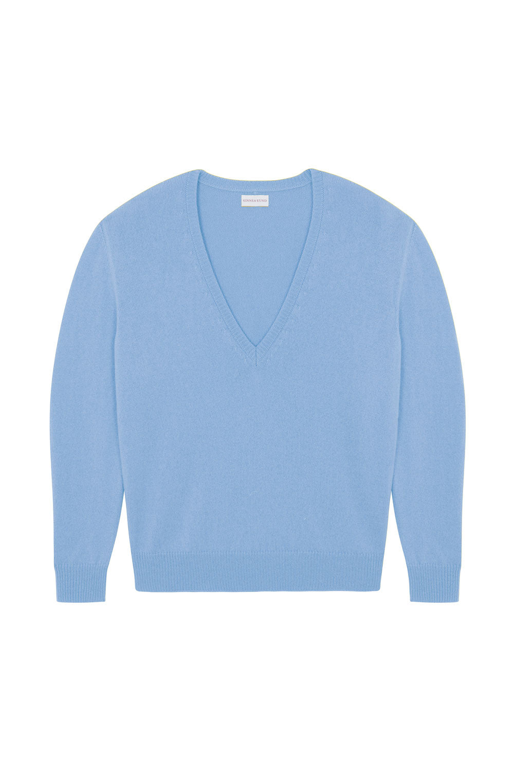 Deep V neck cashmere sweater light blue women | Cadaquès | Linnea Lund