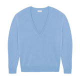 Deep V neck cashmere sweater light blue women | Cadaquès | Linnea Lund