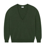 Deep V neck cashmere sweater dark green women | Cadaquès | Linnea Lund