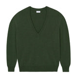 Deep V neck cashmere sweater dark green women | Cadaquès | Linnea Lund