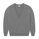 Deep V neck cashmere sweater grey women | Cadaquès | Linnea Lund