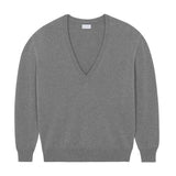 Deep V neck cashmere sweater grey women | Cadaquès | Linnea Lund
