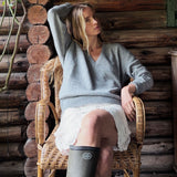 Deep V neck cashmere pullover grey | Cadaques - worn | Linnea Lund