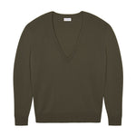 Deep V neck cashmere sweater khaki women | Cadaquès | Linnea Lund
