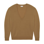 Deep V neck cashmere sweater macchiato women | Cadaquès | Linnea Lund