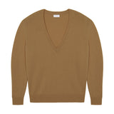 Deep V neck cashmere sweater macchiato women | Cadaquès | Linnea Lund