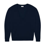 Deep V neck cashmere sweater midnight blue women | Cadaquès | Linnea Lund